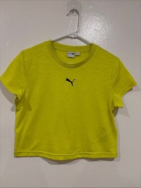 Puma Bright Yellow Cropped Logo Tee